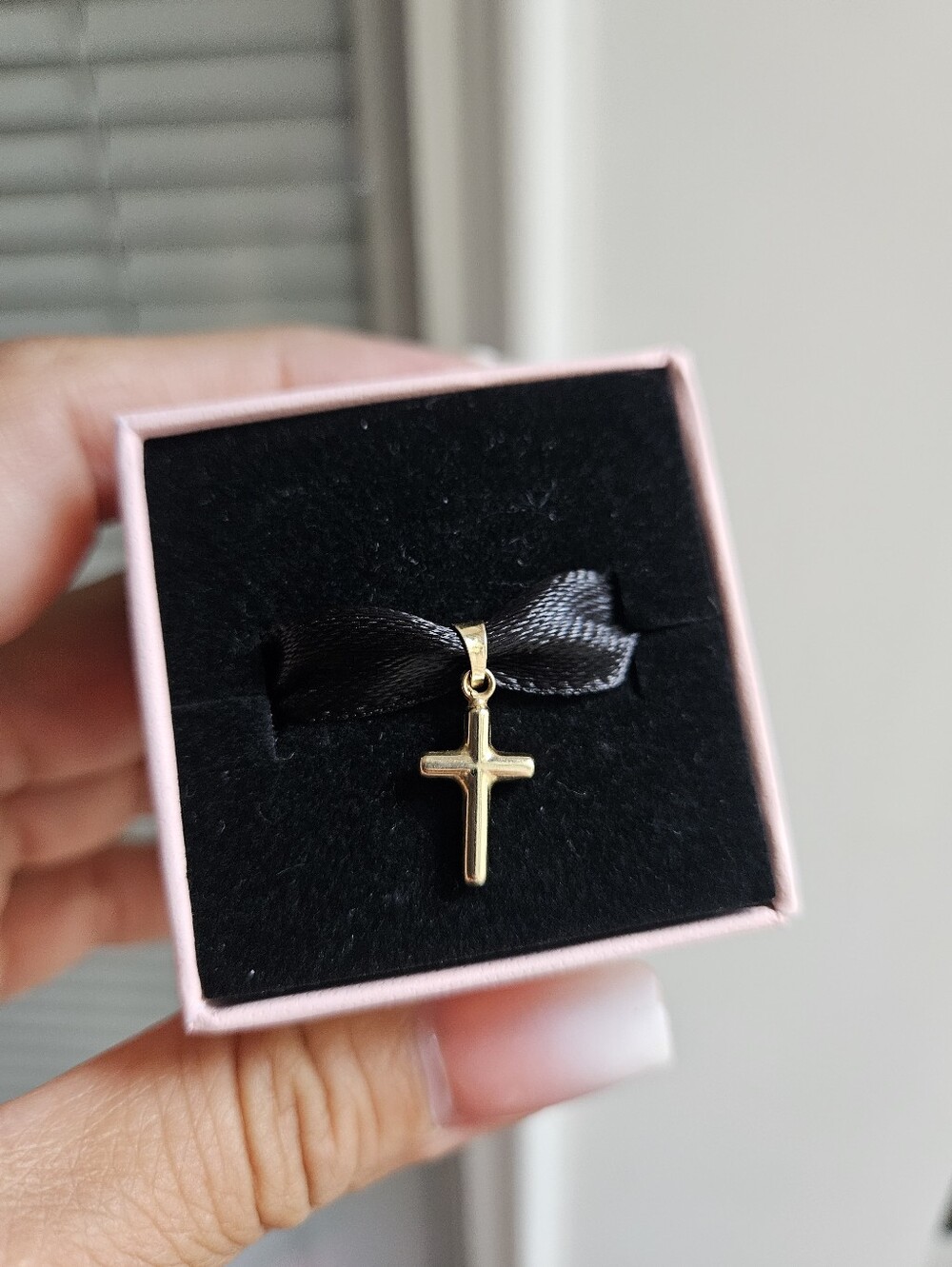 Vintage Solid 14k Yellow Gold Tiny Cross Pendant
